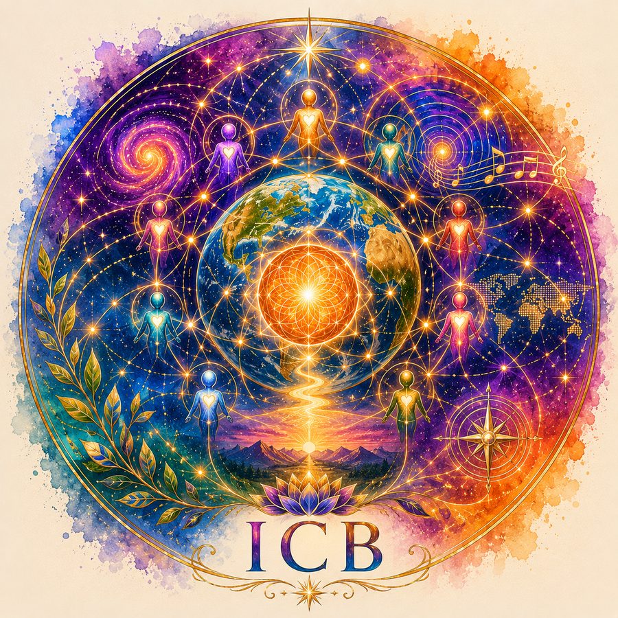 ICB — the Impactful Community Building mark, a mandala of Earth and light
